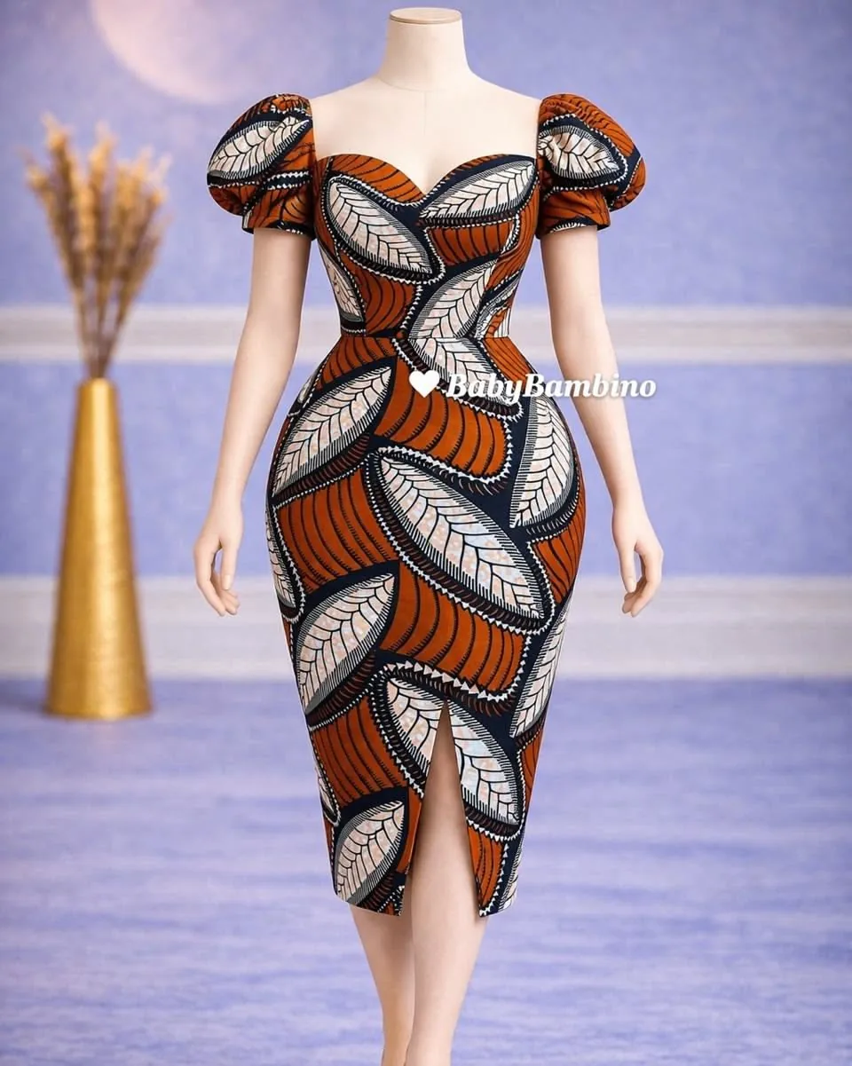 Robe Wax Midi Moulante wax sur mesure – modèle 1 | PriStyle Douala