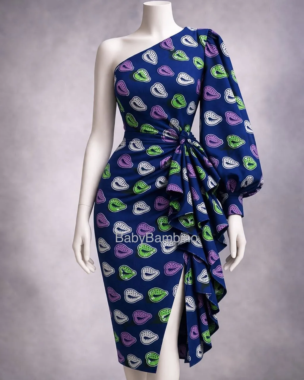 Robe Wax Midi Moulante wax sur mesure – modèle 6 | PriStyle Douala