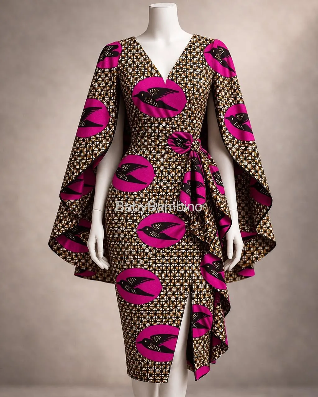 Robe Wax Midi Moulante wax sur mesure – modèle 11 | PriStyle Douala