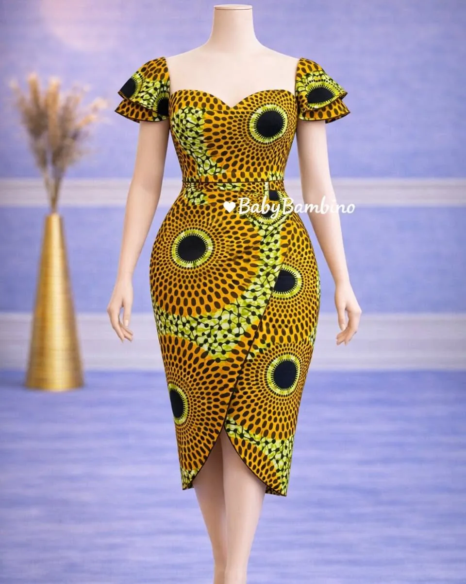 Robe Wax Midi Moulante wax sur mesure – modèle 4 | PriStyle Douala