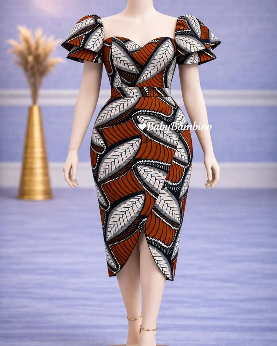Robe Wax Midi Moulante wax sur mesure – modèle 9 | PriStyle Douala
