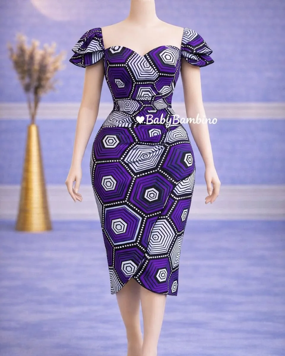 Robe Wax Midi Moulante wax sur mesure – modèle 14 | PriStyle Douala