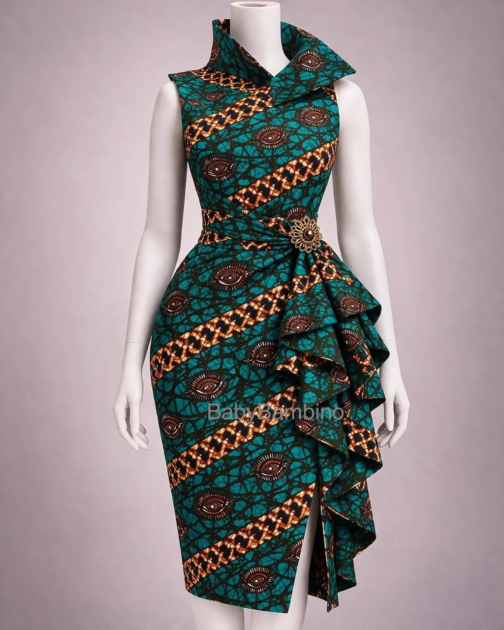 Robe Wax Midi Moulante wax sur mesure – modèle 5 | PriStyle Douala