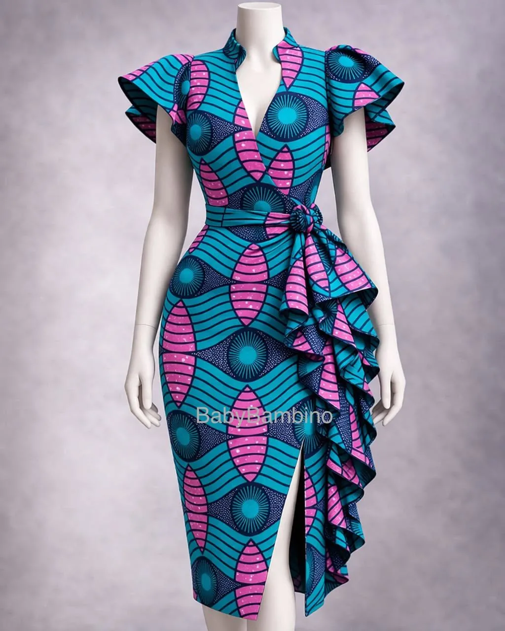 Robe Wax Midi Moulante wax sur mesure – modèle 10 | PriStyle Douala