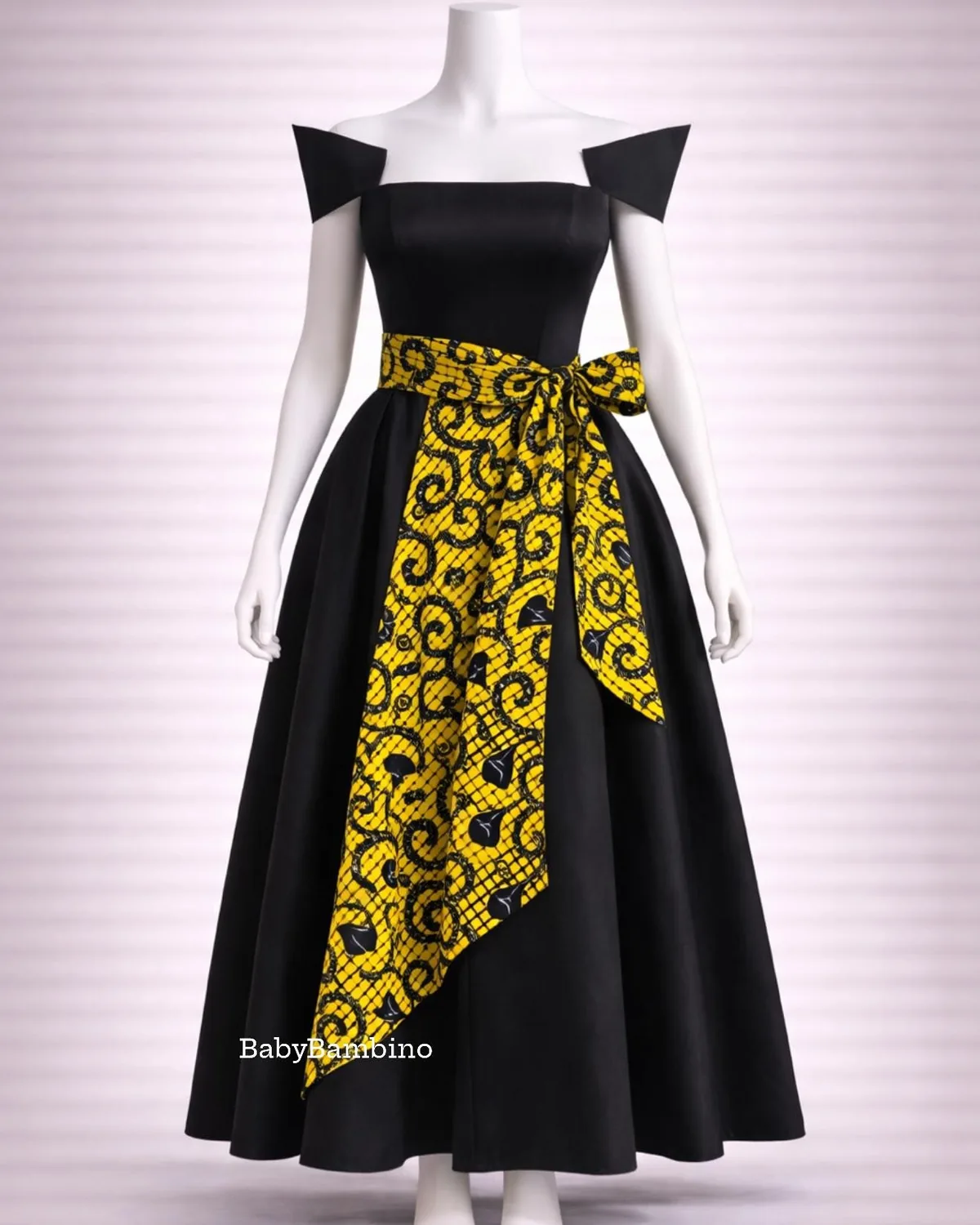 Robes Longues Wax Bi-Matière wax sur mesure – modèle 3 | PriStyle Douala