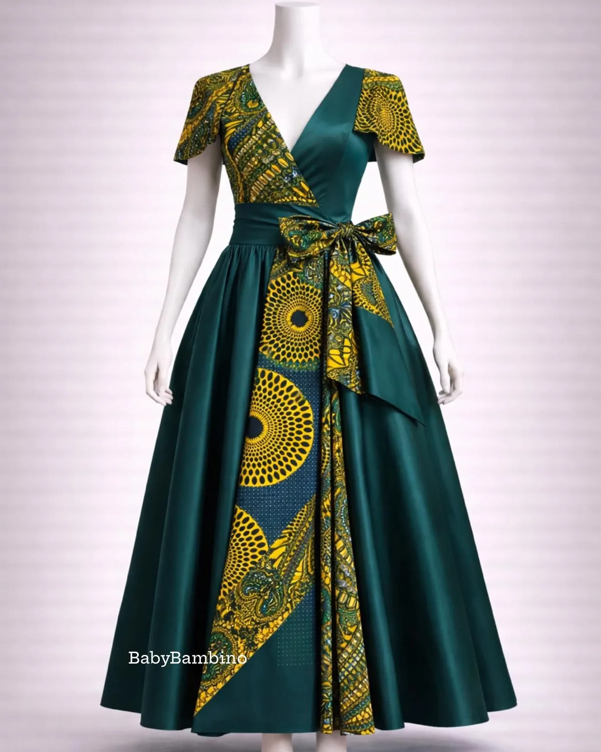 Robes Longues Wax Bi-Matière wax sur mesure – modèle 6 | PriStyle Douala
