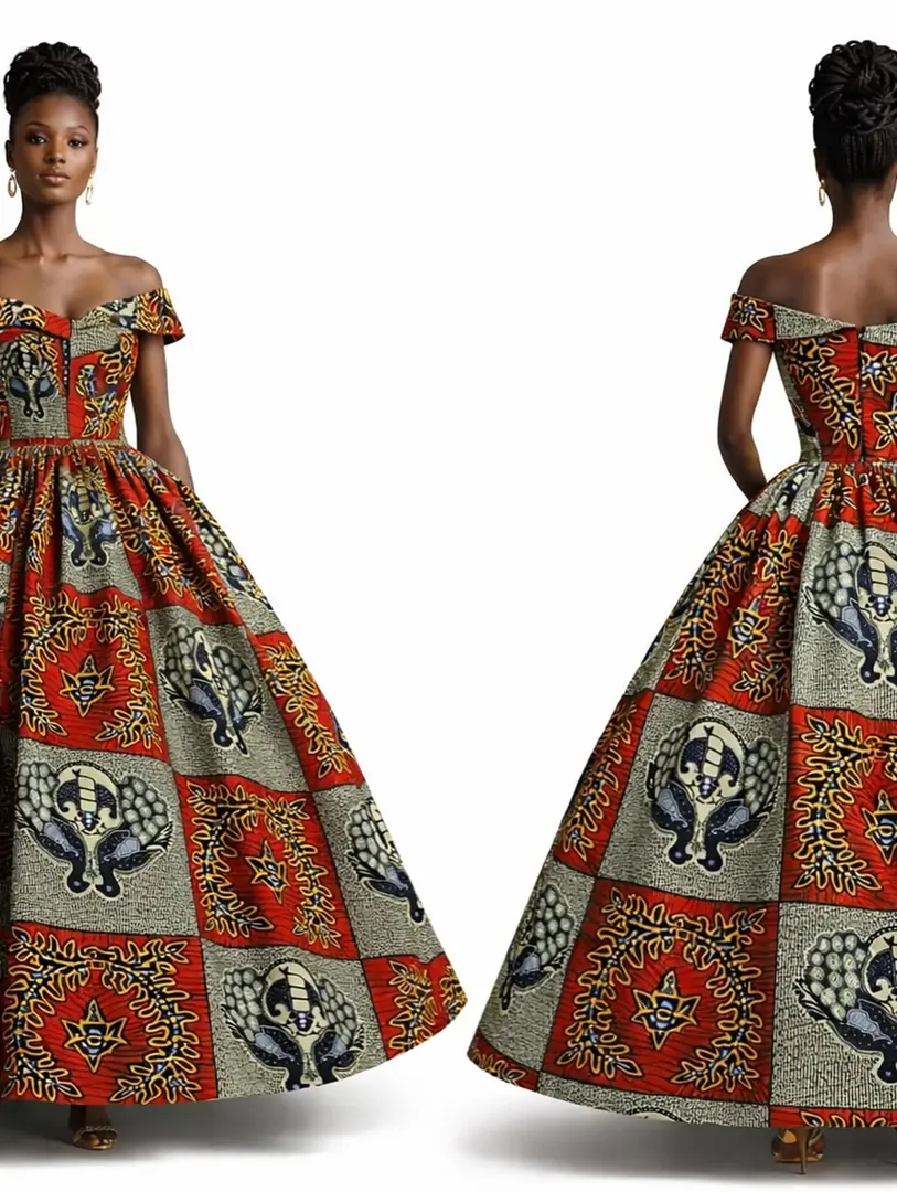 Robes Longues Wax Princesse wax sur mesure – modèle 15 | PriStyle Douala