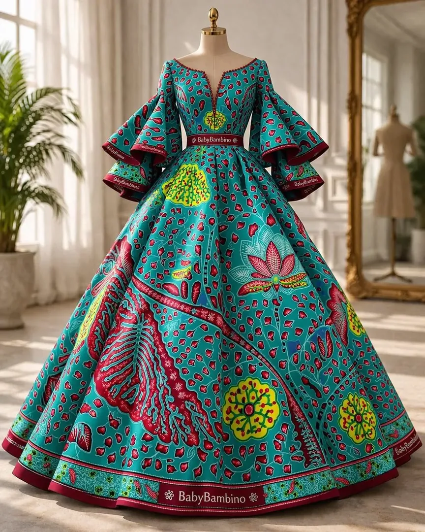 Robes Longues Wax Princesse wax sur mesure – modèle 8 | PriStyle Douala