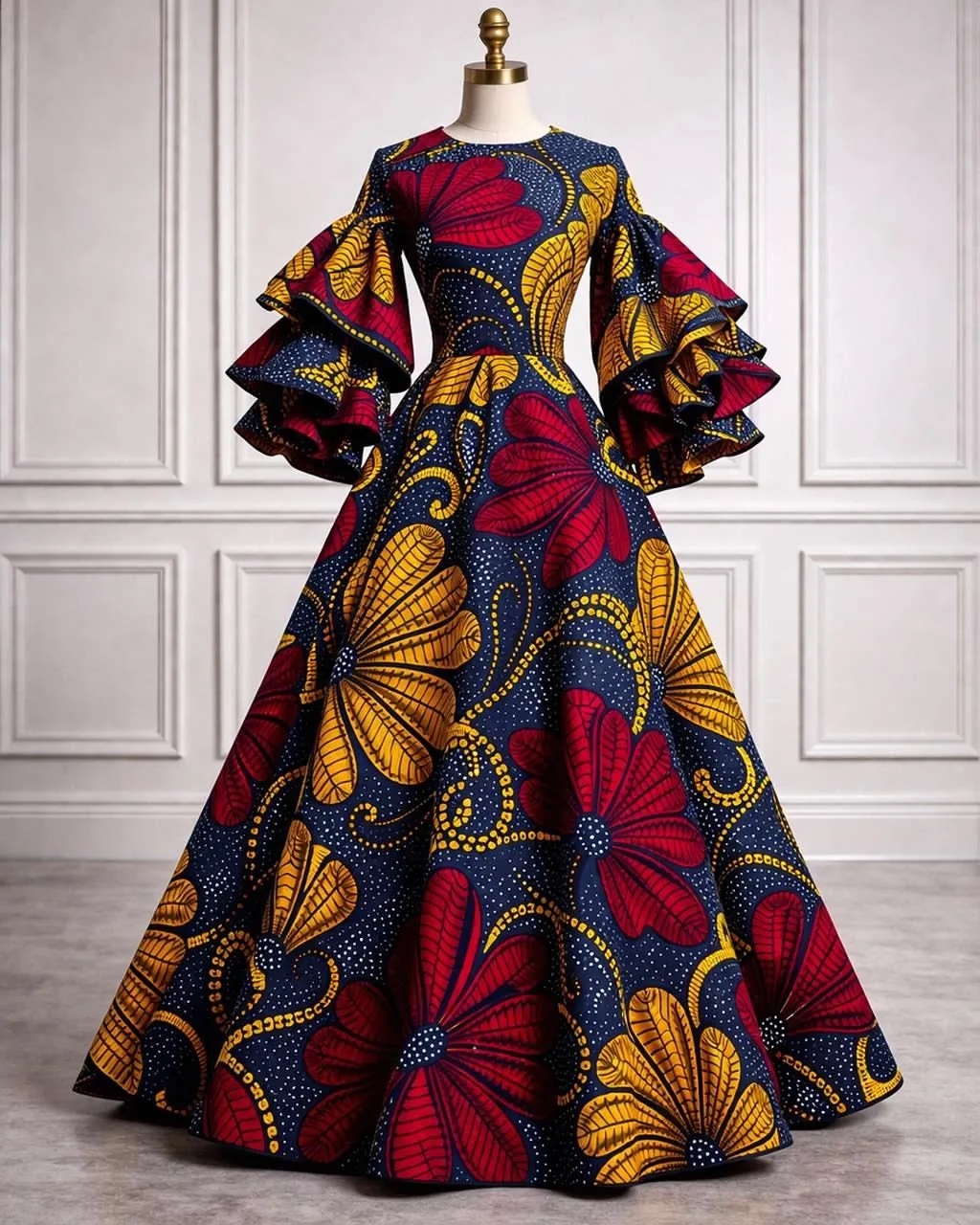 Robes Longues Wax Princesse wax sur mesure – modèle 17 | PriStyle Douala